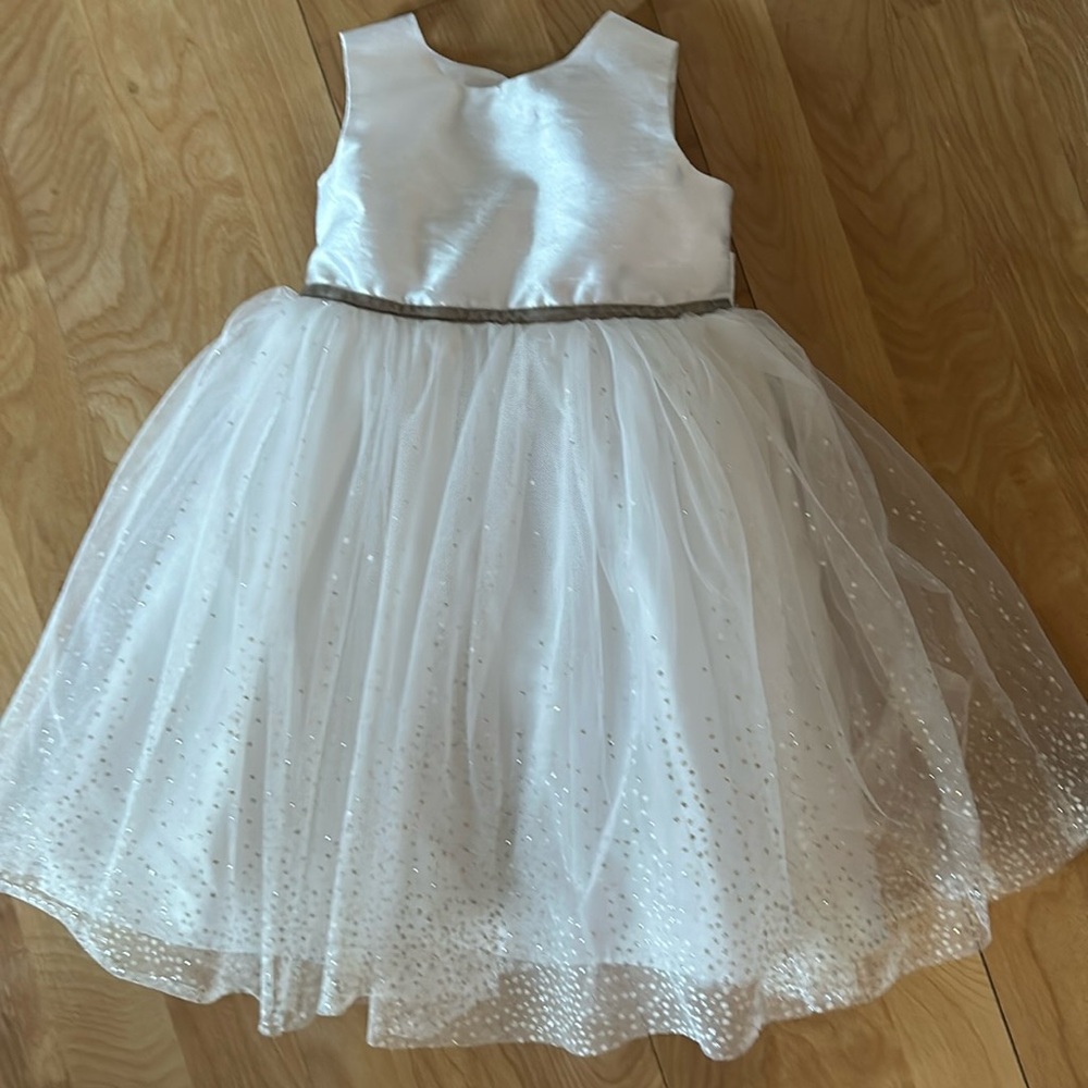 Marmellata White Formal Satin Tutu Dress w/ Silver Embellishments Girl's Size 2T